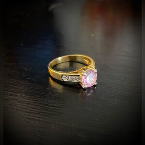 Gold-Plated Pink Zircon Ring